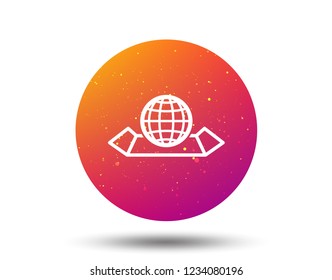 World map icon. Globe sign. Travel location symbol. Circle button with Soft color gradient background. Vector