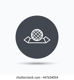 World map icon. Globe sign. Travel location symbol. Flat web button with icon on white background. Gray round pressbutton with shadow. Vector