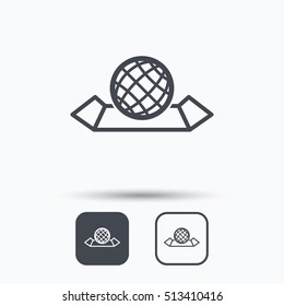 World map icon. Globe sign. Travel location symbol. Square buttons with flat web icon on white background. Vector