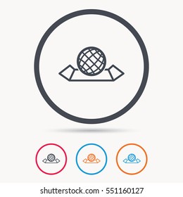 World map icon. Globe sign. Travel location symbol. Colored circle buttons with flat web icon. Vector