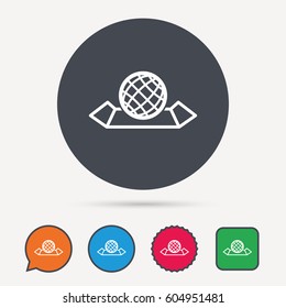 World map icon. Globe sign. Travel location symbol. Circle, speech bubble and star buttons. Flat web icons. Vector