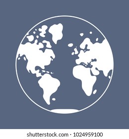 World map icon, globe western hemisphere. 