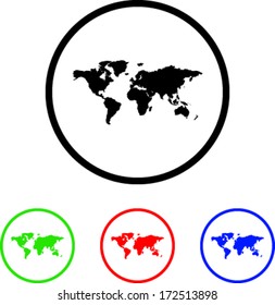 World Map Icon Illustration with Four Color Variations