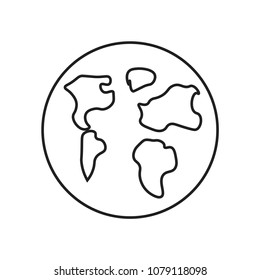 World map icon isolated on white background