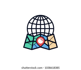 World Map Icon Logo Design Element