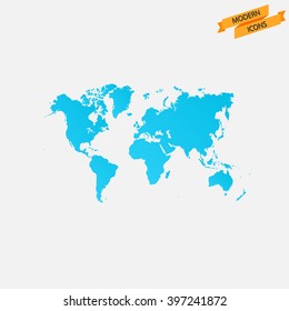 World map icon. Modern Icons Series. World map vector