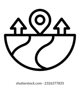 World map icon outline vector. Around globe. Earth tour