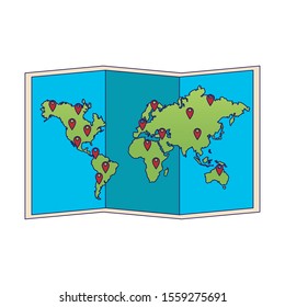world map icon over white background, vector illustration