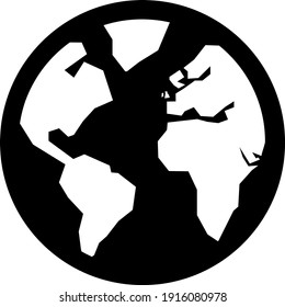 World map icon or planet sign. White on black background. Perfect for business concepts, badge, button, icon, label, poster and sticker.