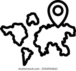 World Map Icon Representing Global Connections, Geography, and International Reach, Perfect for Highlighting Travel, Education, and Worldwide Exploration with a Detailed and Informative Design.