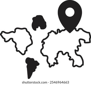 World Map Icon Representing Global Connections, Geography, and International Reach, Perfect for Highlighting Travel, Education, and Worldwide Exploration with a Detailed and Informative Design.