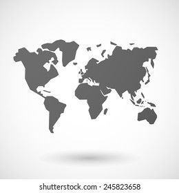 world map   icon with shadow on white background