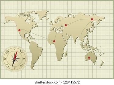 World Map Illustration Stock Vector (Royalty Free) 128415572 | Shutterstock