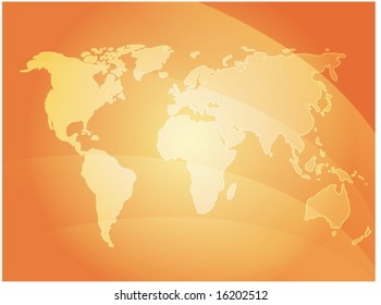 World map illustration with abstract wavy design