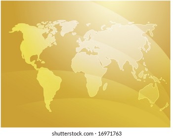 World map illustration with abstract wavy design