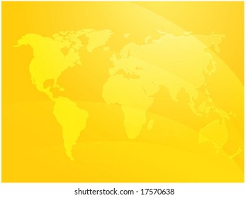 World map illustration with abstract wavy design