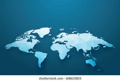 world map illustration blue ice style