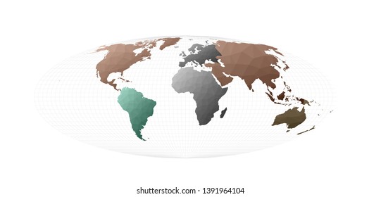 World map illustration. Bromley projection. Excellent vector illustration.