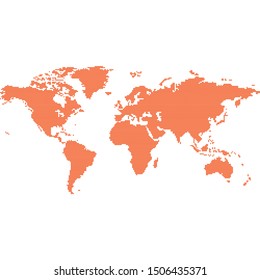 World Map Illustration Composed by Dots in Orange