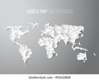 World map illustration created of leafs with all continents and text at the top.