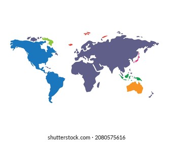 world map illustration design with various colors