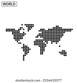 World map illustration with dotted pattern representing global geography and regions