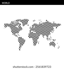 World map illustration with dotted pattern representing global geography and regions