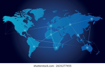 world map illustration futuristic style
