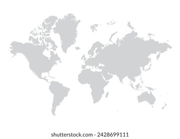 World map illustration. Gray silhouette isolated on white background