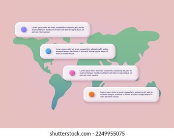 World map illustration infographics geometric concept. 3D Web Vector Illustrations.