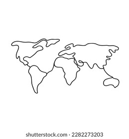 World map illustration in line art style isolated on white