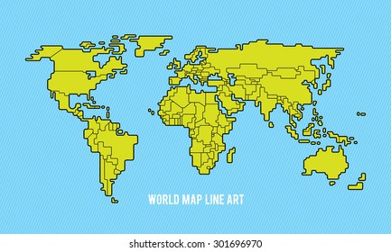 world map illustration line art