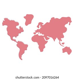 Ilustración de mapas mundiales en colores pastel mate aislados en fondo blanco