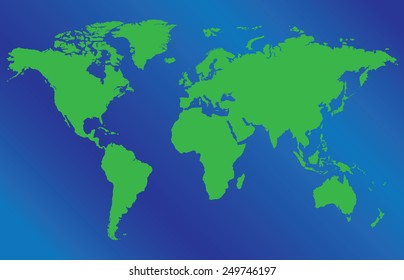 World map illustration on blue background