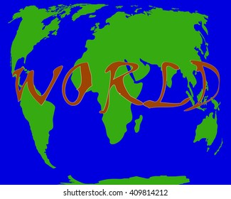 World Map Illustration. Text World. Vector illustration
