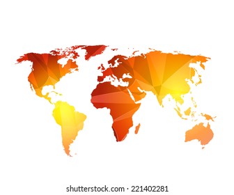 World Map Illustration triangle,  easy editable