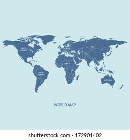 WORLD MAP ILLUSTRATION VECTOR WITH BORDERS