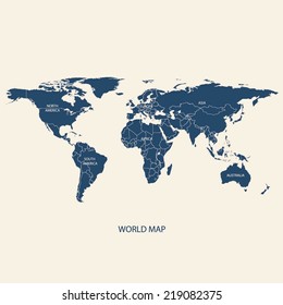 WORLD MAP ILLUSTRATION VECTOR WITH BORDERS 