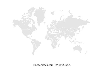 World map illustration,isolated on white background for website layouts,background,education, precise,customizable,Travel worldwide,map silhouette backdrop,earth geography, political,reports.