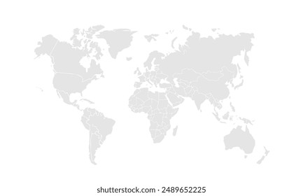 World map illustration,isolated on white background for website layouts,background,education, precise,customizable,Travel worldwide,map silhouette backdrop,earth geography, political,reports.