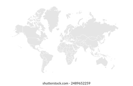 World map illustration,isolated on white background for website layouts,background,education, precise,customizable,Travel worldwide,map silhouette backdrop,earth geography, political,reports.