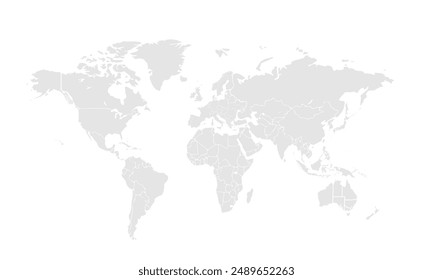 World map illustration,isolated on white background for website layouts,background,education, precise,customizable,Travel worldwide,map silhouette backdrop,earth geography, political,reports.