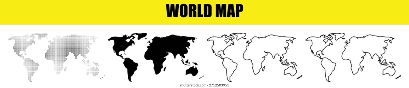 Conjunto de Ilustraciones del mapa del mundo con varios estilos y Diseños