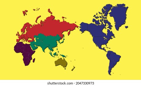 World Map Image With Shadow Depth Effect