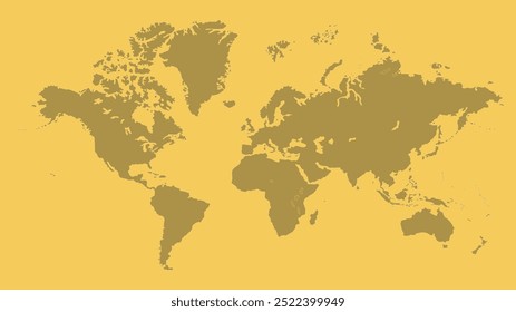 Imagem do mapa-múndi, com fundo amarelo, mapa-múndi moderno, com grande procura.