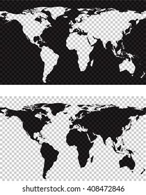 World map with imitation of transparent background