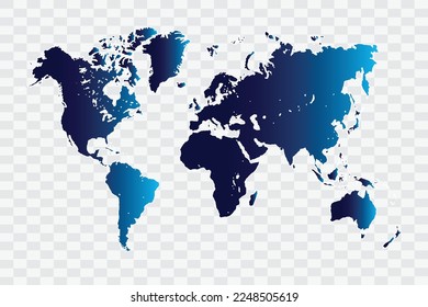 World Map indigo Color on White Background quality files png