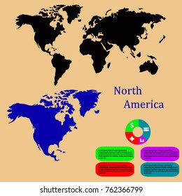 world map info graphic with north america