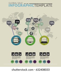 World map info graphic template