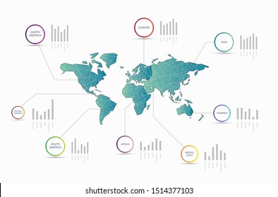 world map and info graphics vector illustration